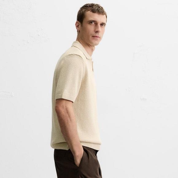 ZARA TEXTURED KNIT POLO SHIRT - Picture 6 of 9